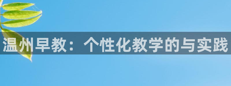 恒行代理总代主导 6ll5l:温州早教:个性化教学的与实践