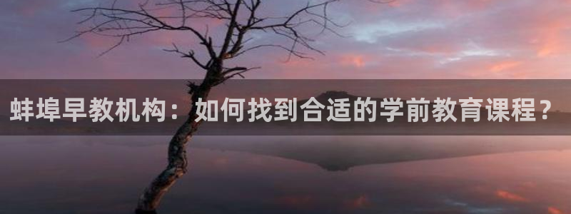 恒行登录老大6ll5l典型：蚌埠早教机构：如何找到合适的学前教育课程？